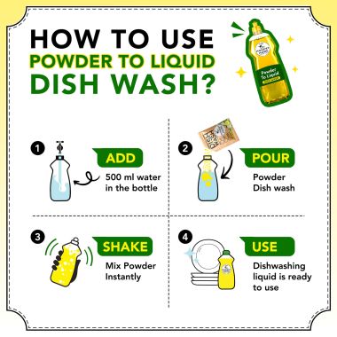 The Honest Home Company: Dish Washing Powder To Liquid Sachets - 2500 ml (5 Sachets)