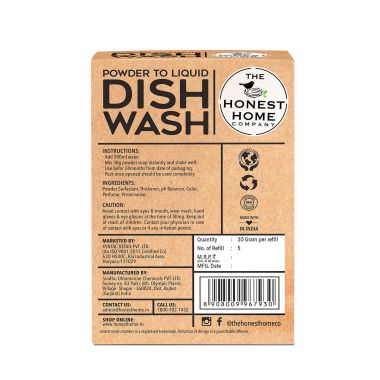 The Honest Home Company: Dish Washing Powder To Liquid Sachets - 2500 ml (5 Sachets)