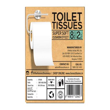 The Honest Home Company: Toilet Tissue Paper Rolls | Pack of 8 Rolls (2 PLY)