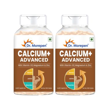 Dr. Morepen: Calcium+ Advanced Tablets with Vitamin - D2, Magnesium & Zinc - 120 Veg Tablets - Pack of 2