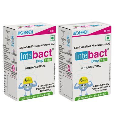 Dr. Morepen: INTEBACT PROBIOTIC DROPS 2BN CFU | Supplement for Gut Health - 10 ml Pack of 2