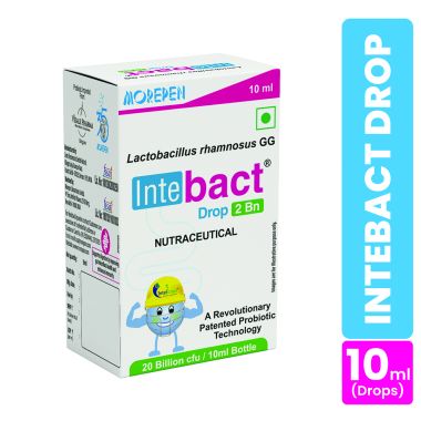 Dr. Morepen: INTEBACT PROBIOTIC DROPS 2BN CFU | Supplement for Gut Health - 10 ml