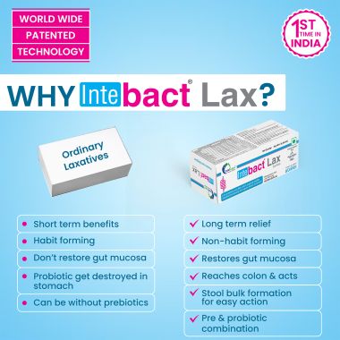 Dr. Morepen: INTEBACT LAX | Probiotic Supplement for Gut Health - 4 Sachets - Pack of 3
