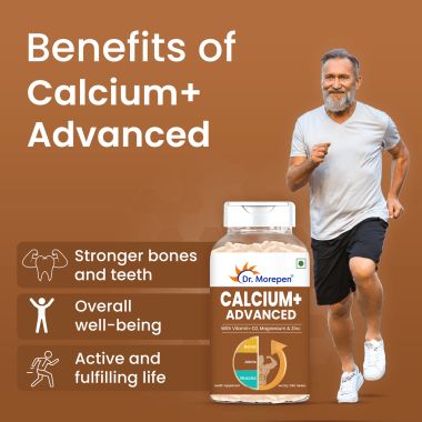 Dr. Morepen: Calcium+ Advanced Tablets with Vitamin - D2, Magnesium & Zinc - 120 Veg Tablets - Pack of 2