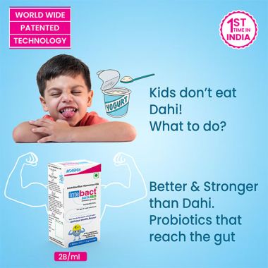 Dr. Morepen: INTEBACT INSTA 2BN CFU | Probiotics Supplement for Gut Health, Vanilla flavour - 6 Sachets