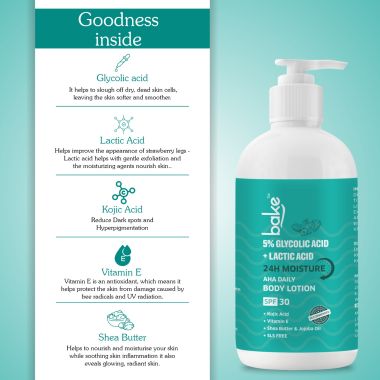 Bake Cosmetics:   5% AHA Body Lotion SPF 30 PA+++