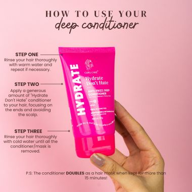 Curl Care: Hydrate Dont Hate Intensive Conditioner and Mask with Avocado and Aloe Vera No Sulphates and Parabens 100ml