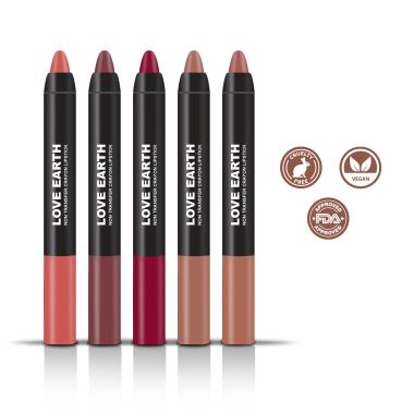 Love Earth: Lip crayon Transfer proof lipstick 2.O and sharpener - pack of 5