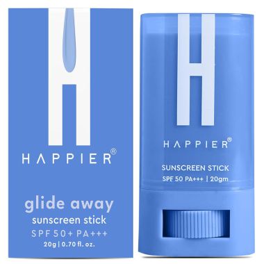 Happier: Sunscreen Stick SPF 50+ PA+++ - Sun Protection Stick for All-Day Against Harmful UVA/UVB Rays - 20gm