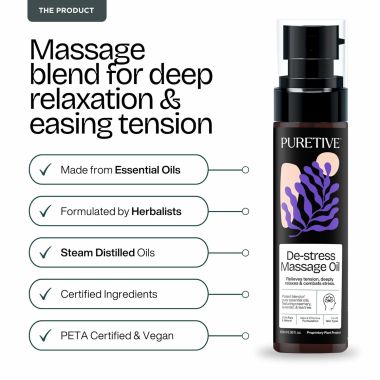 Puretive: De-Stress Massage Oil | Relieves Physical Tension | Deeply Relaxes and Hydrates
