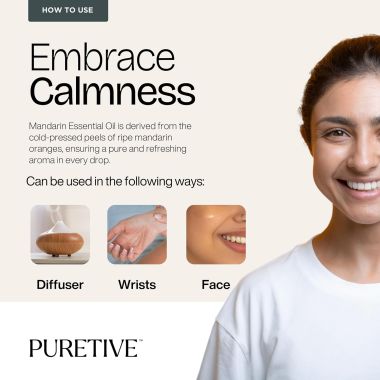 Puretive: Botanics Mandarin Essential Oil | Citrus Fragrance | Ideal for Diffusers, Aromatherapy