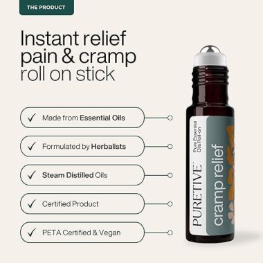 Puretive: Cramp Relief Plant Therapy Roll On | Period Pain Reducing Roll On