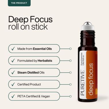 Puretive: Deep Focus Plant Therapy Roll On 100% PURE Therapeutic Essential Oil Roll On