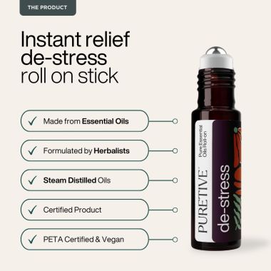 Puretive: De-Stress Plant Therapy Roll On | Anxiety Relief Roll on | 100% Pure Therapeutic Essential Oil Roll On
