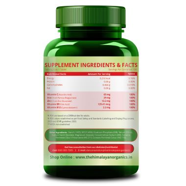 Vlado's Himalayan Organics: Vlado's Himalayan Organics Chelated Iron with Vitamin C Supplement - 100 Veg Tablets