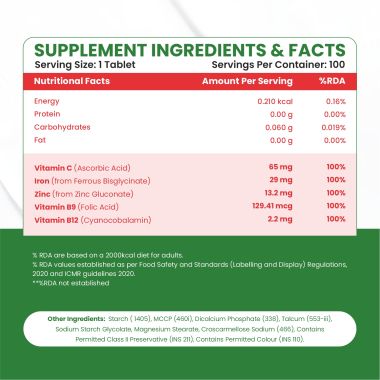 Vlado's Himalayan Organics: Vlado's Himalayan Organics Chelated Iron with Vitamin C Supplement - 100 Veg Tablets