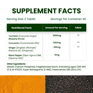 Vlado's Himalayan Organics: Vlado's Himalayan Organics Curcumin With Biopiperine 1500mg Tablets With 95% Curcuminoids Supplements For Better Absorption | Good For Skin & Joint pains - 90 Veg Tablets