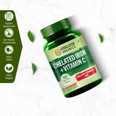 Vlado's Himalayan Organics: Vlado's Himalayan Organics Chelated Iron with Vitamin C Supplement - 100 Veg Tablets