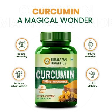 Vlado's Himalayan Organics: Vlado's Himalayan Organics Curcumin With Biopiperine 1500mg Tablets With 95% Curcuminoids Supplements For Better Absorption | Good For Skin & Joint pains - 90 Veg Tablets