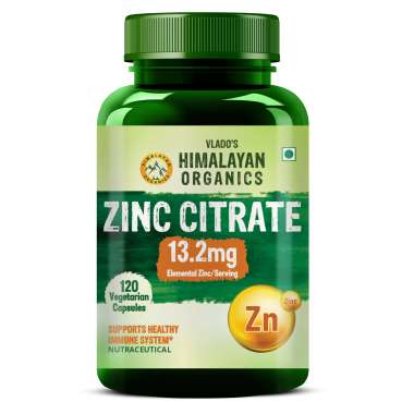 Vlado's Himalayan Organics: Zinc Citrate | Support Healthy Immune Function | Improve Iron Absorption | Antioxidant Support - 120 Veg Capsules