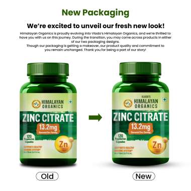 Vlado's Himalayan Organics: Zinc Citrate | Support Healthy Immune Function | Improve Iron Absorption | Antioxidant Support - 120 Veg Capsules
