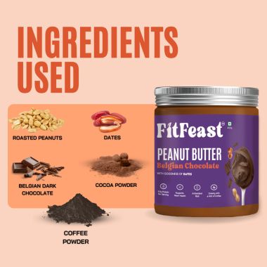 FitFeast: Belgian Chocolate Peanut Butter | 400gms EachPack of 4