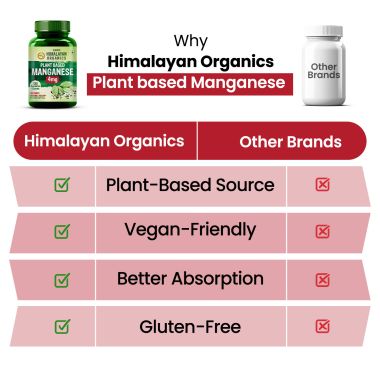 Vlado's Himalayan Organics: Plant Based Manganese 4mg Supplement | Trace Mineral Supplement for Connective Tissue and Bones | Good For Skeletal Health Support - 120 Veg Capsules