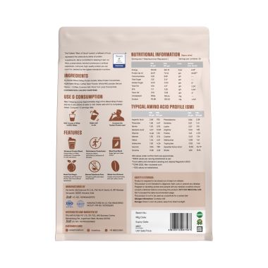 TruNativ: Whey protein powder | Blend with Isolate and Concentrate | 26g Protein | 6g BCAA | No added Sugar| Coffee Mocha (907g / 2lbs)