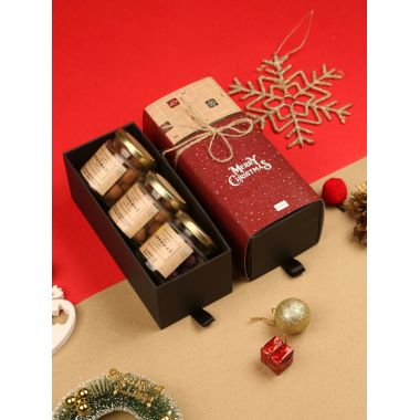 Kokomae: Kokomae Divine Chocolate Coated Nuts Festive Box | 3 Coated Nuts Hamper
