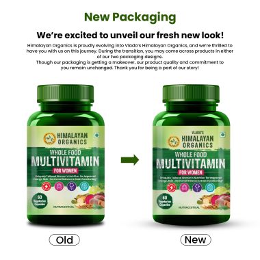 Vlado's Himalayan Organics: Whole Food Multivitamin for Women || With Natural Vitamins, Minerals, Extracts || Best for Energy, Brain, Bone Health || 60 Veg Capsules