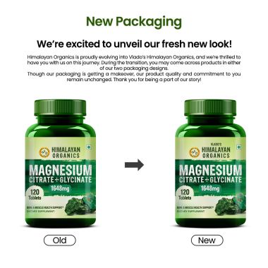 Vlado's Himalayan Organics: Magnesium Complex Supplement with Magnesium Glycinate, Magnesium Citrate, Magnesium Oxide - 120 Veg Tablets