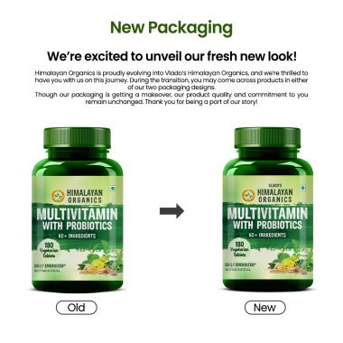Vlado's Himalayan Organics: Vlado's Himalayan Organics Multivitamin for men & women with 60 ingredients - 180 Tablets - with probiotics - Immunity, Energy, Metabolism, and Muscle Function