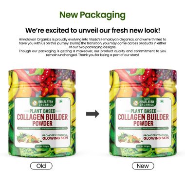 Vlado's Himalayan Organics: Plant Based Collagen Builder Powder for Skin Regeneration, Anti-Aging Beauty & Repair (with Sea Buckthorn,Evening Primrose, Acai Berry)  250gm