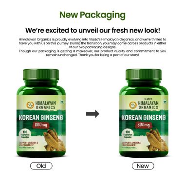 Vlado's Himalayan Organics: Korean Red Ginseng 1000mg/Serve 100 Veg Capsules