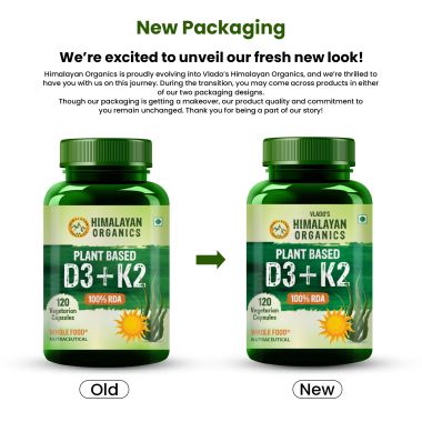 Vlado's Himalayan Organics: Plant Based D3 + K2 - 120 Veg Capsules