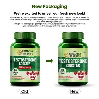 Vlado's Himalayan Organics: Vlado's Himalayan Organics Testosterone Booster | Supports Muscle & Energy Boost | With Vitamin D3, Magnesium, Zinc, Tribulus, Ashwagandha & Safed Musli | 90 Veg Tabs