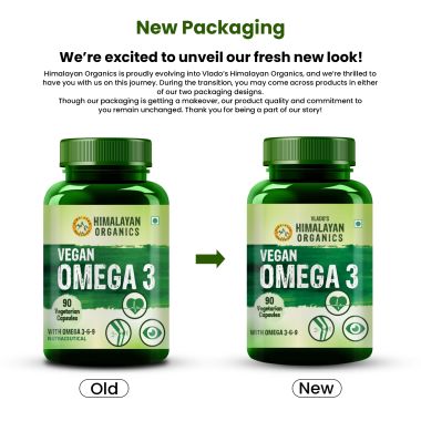 Vlado's Himalayan Organics: Omega 3 6 9 Vegan Natural Nutrition Supplement for Muscle, Bone , Heart & Skin - 90 Capsules