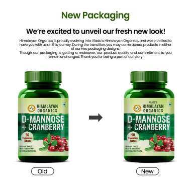 Vlado's Himalayan Organics: D-MANNOSE + CRANBERRY Antioxidant Rich Supplement for Kidney Health & Urinary Tract Infection - 90 Tablets