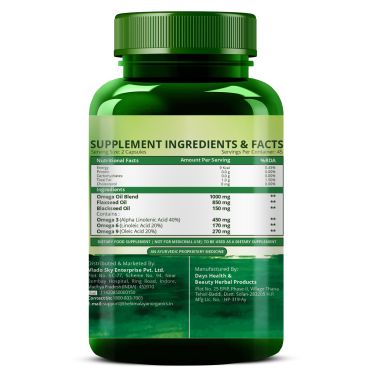 Vlado's Himalayan Organics: Omega 3 6 9 Vegan Natural Nutrition Supplement for Muscle, Bone , Heart & Skin - 90 Capsules
