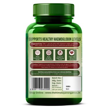 Vlado's Himalayan Organics: Plant Based Iron Supplement with Folate | Blood Builder | Whole Food | 90 Veg Capsules