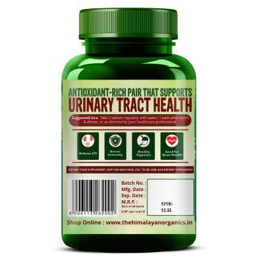 Vlado's Himalayan Organics: D-MANNOSE + CRANBERRY Antioxidant Rich Supplement for Kidney Health & Urinary Tract Infection - 90 Tablets