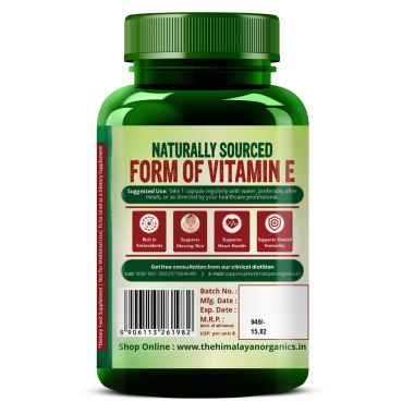 Vlado's Himalayan Organics: Plant Based Vitamin E Capsules (Non-GMO Sunflower Oil, Aloevera Oil, Argan Oil) - 60 Capsules