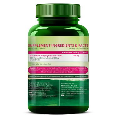 Vlado's Himalayan Organics: Vlado's Himalayan Organics Milk Thistle Extract Silymarin 800mg/Serve-120 Veg Capsules