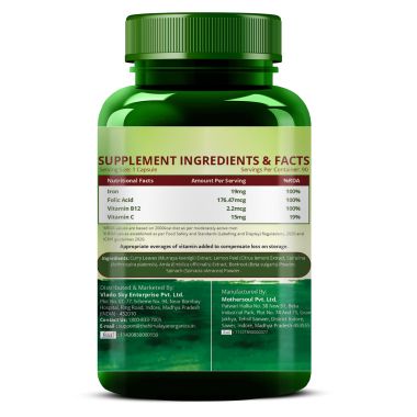 Vlado's Himalayan Organics: Plant Based Iron Supplement with Folate | Blood Builder | Whole Food | 90 Veg Capsules