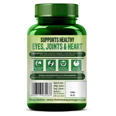 Vlado's Himalayan Organics: Omega 3 6 9 Vegan Natural Nutrition Supplement for Muscle, Bone , Heart & Skin - 90 Capsules