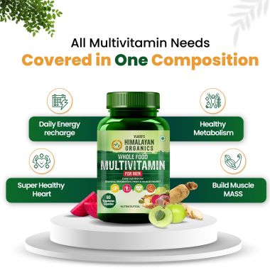 Vlado's Himalayan Organics: Whole Food Multivitamin for Men || With Natural Vitamins, Minerals, Extracts || Best for Energy, Brain, Heart Health & Eye Health || 60 Veg Capsules
