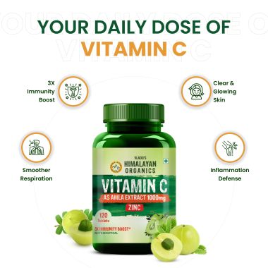 Vlado's Himalayan Organics: Vitamin C 1000mg Tablets from Amla Extracts | Immunity, Antioxidant & Skin Care | 120 Veg Tablets
