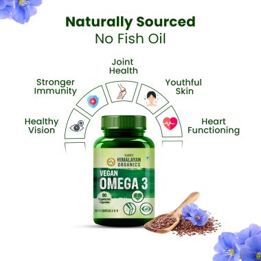 Vlado's Himalayan Organics: Omega 3 6 9 Vegan Natural Nutrition Supplement for Muscle, Bone , Heart & Skin - 90 Capsules