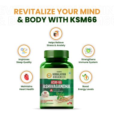 Vlado's Himalayan Organics: KSM - 66 Ashwagandha 1000Mg I KSM-66 I Boost Energy, Strength, Stamina | Helps Anxiety & Stress Relief For Men & Women (60 Capsules)