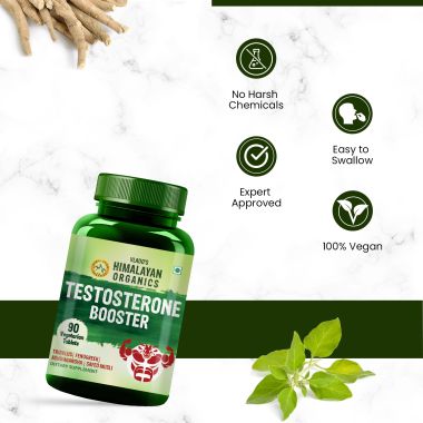 Vlado's Himalayan Organics: Vlado's Himalayan Organics Testosterone Booster | Supports Muscle & Energy Boost | With Vitamin D3, Magnesium, Zinc, Tribulus, Ashwagandha & Safed Musli | 90 Veg Tabs